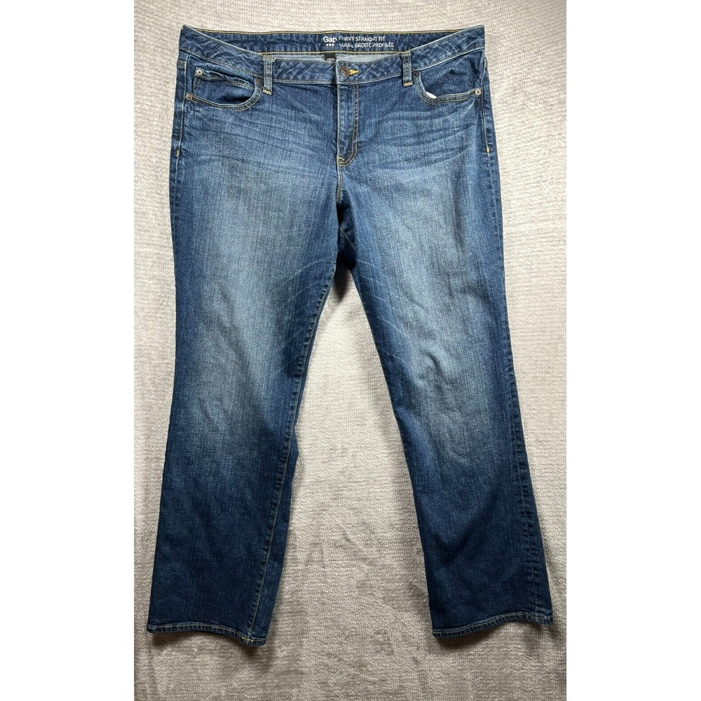 Gap Jeans Women's 34R Curvy Straight‎ Fit Mid Rise Medium Wash Denim 38x31